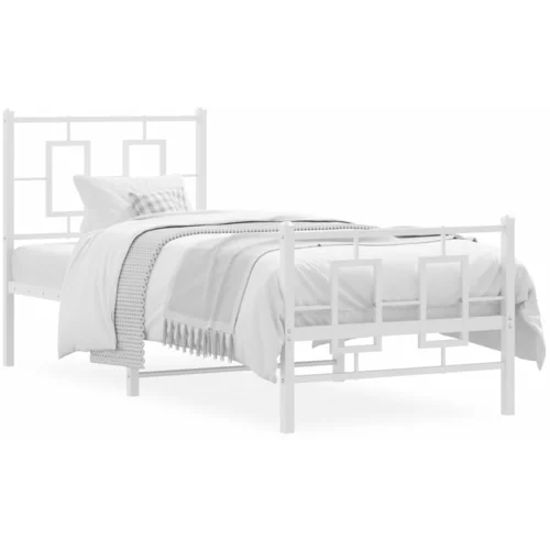 Metalni okvir kreveta uzglavlje i podnožje bijeli 80x200 cm
