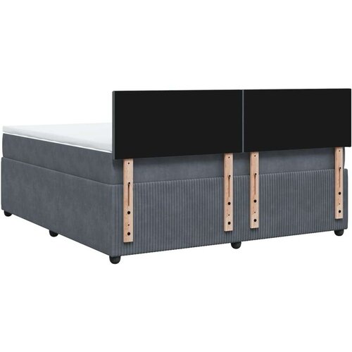 VidaXL Krevet s oprugama i madracem tamnosivi 180x200 cm bar&amp;scaron;unasti Slike