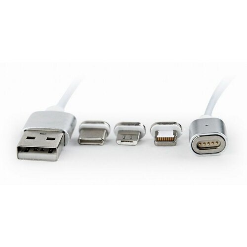 Gembird CC-USB2-AMLM31-1M Magnetic USB charging combo 3-in-1 cable, silver, 1 m kabal Cene