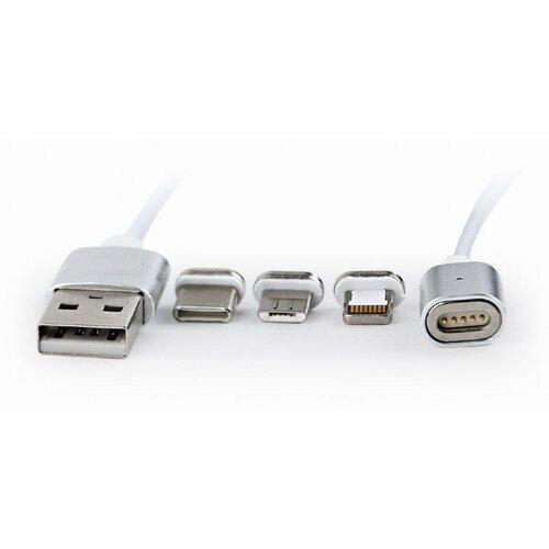 Gembird Magnetni polnilni USB kabel combo 3-v-1, srebrn, 1 m, (20442543) Slike