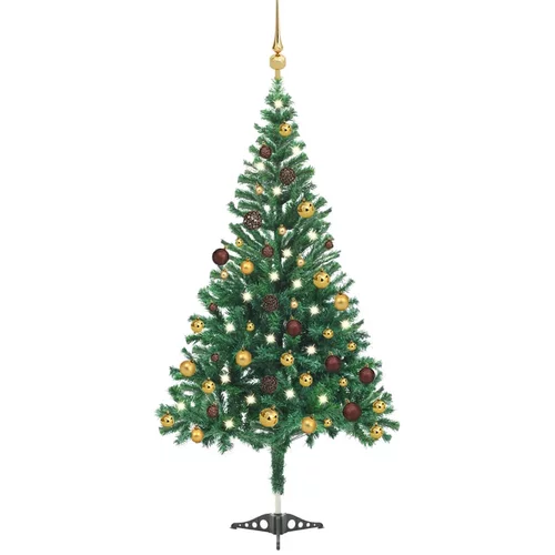 vidaXL umjetno božićno drvce LED s kuglicama 180 cm 564 grane