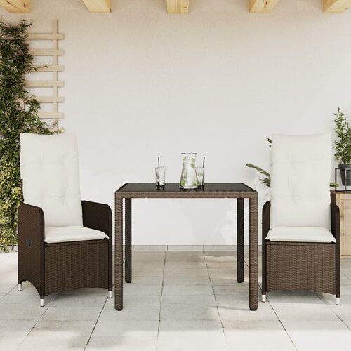 VidaXL 3-dijelni vrtni bistro set od poliratana s jastucima smeđi Slike