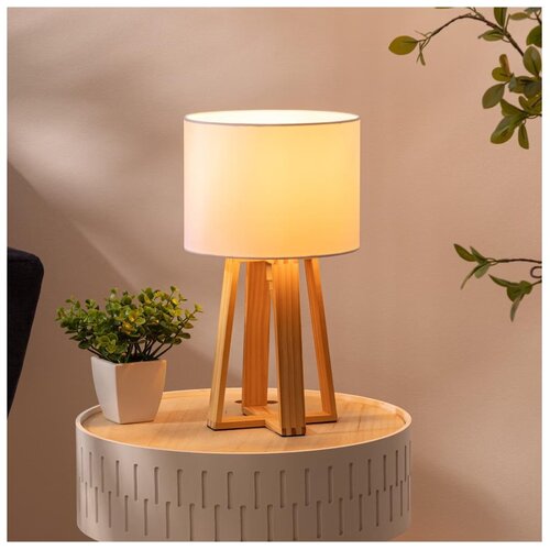 Atmosphera lampa 20x34,5cm poliester/pamuk/drvo bela Cene