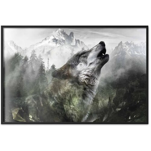  Plakat - Howling Wolf 60x40 Crni okvir Slike