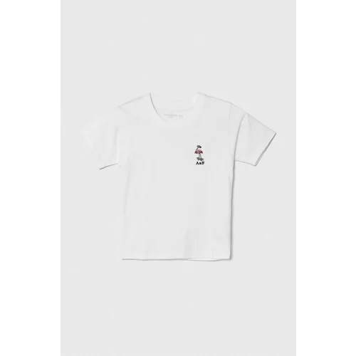 Abercrombie & Fitch Otroška bombažna kratka majica bela barva
