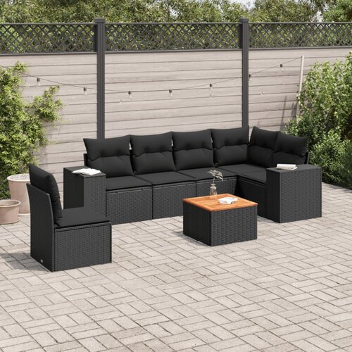  7-dijelni set vrtnih sofa od poliratana s jastucima crni Cijene