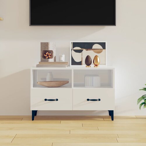 TV ormarić sjajni bijeli 80 x 36 x 50 cm od konstruiranog drva Cene