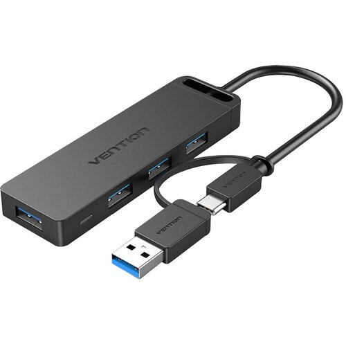 Vention 4-Port USB 3.0 Hub with USB-C &amp;amp; USB 3.0 2-in-1 Interface and Power Supply 0.15M ABS Type Slike