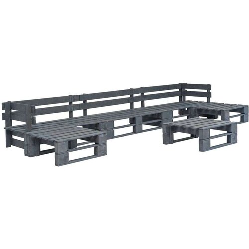  6-dijelna vrtna garnitura od paleta drvena siva Cijene