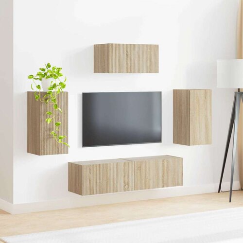  Set TV komoda Zidne 3 pcs Sonoma hrast Konstruirano drvo Slike