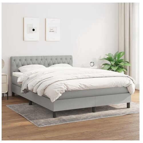  Box spring postelja z vzmetnico svetlo siva 140x200 cm blago Cene