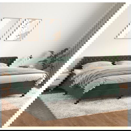 VidaXL Box spring postelja z vzmetnico temno zelena 180x200 Slike