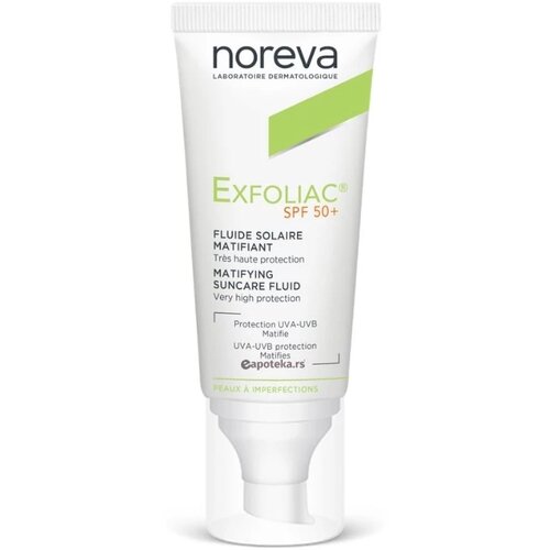 Noreva Exfoliac Mattifying Suncare Fluid SPF 50+ zaščitni matirajoči fluid za obraz SPF 50+ 40 ml Cene