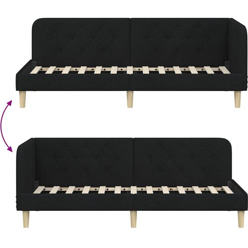  Kutni okvir kreveta Crna 80 x 200 cm tkanina Slike