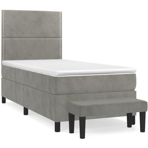 Maison Chic Box spring postelja - Vzmetna postelja z vzmetnico svetlo siva 80x200 cm žamet SL7978, (21905240) Cene