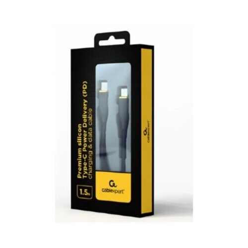  CC-USB2S-CMCM-1.5M-BK Gembird 60W Premium silicon Type-C PD charging & data cable, 1.5m Black Cene