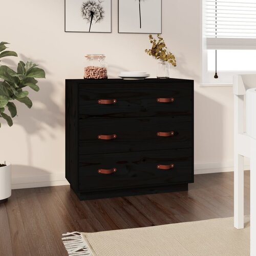 VidaXL Komoda crna 80 x 40 x 75 cm od masivne borovine Slike