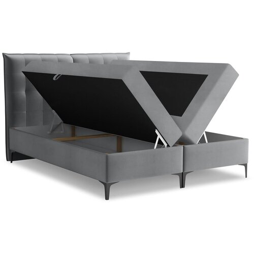 Makamii Sivi boxspring krevet s prostorom za odlaganje 160x200 cm Mikana &amp;ndash; Slike