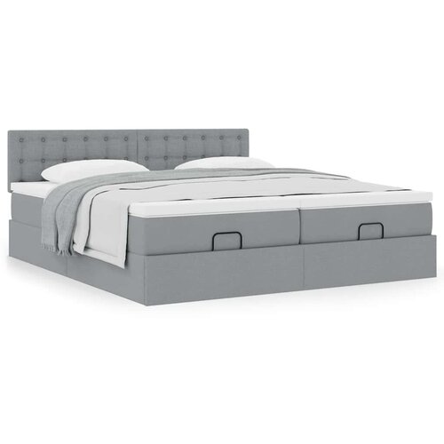 vidaXL Okvir kreveta s madracima svijetlosivi 200x200cm od tkanine Cene