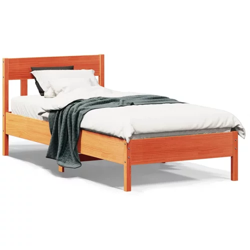  Okvir kreveta s uzglavljem voštano smeđi 75x190 cm od borovine