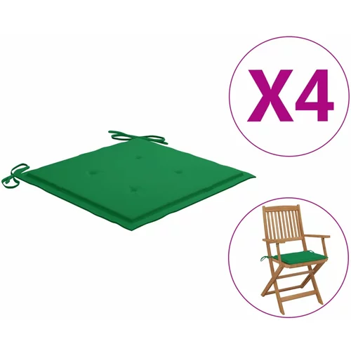 vidaXL jastuci za vrtne stolice 4 kom zeleni 40 x 40 x 3 cm