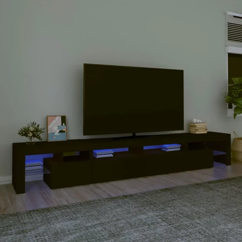 vidaXL TV omarica z LED lučkami črna 260x36,5x40 cm
