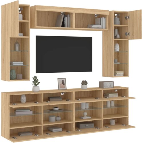 vidaXL Stenske TV omarice z LED lučkami 6 kosov sonoma hrast Cene