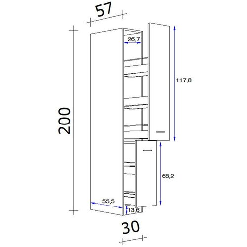 XXXL izvlečna omara alba, bela, &amp;scaron;. 30 cm Slike