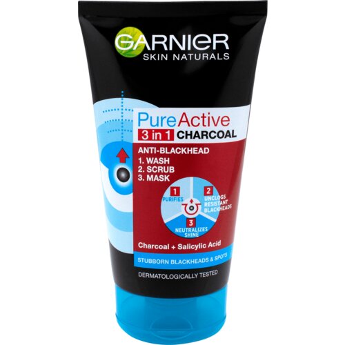 Garnier pure active 3in1 charcoal gel za čišćenje lica 150ml Cene