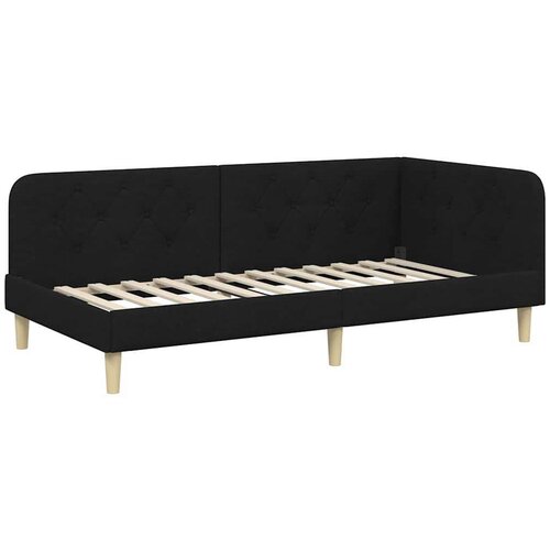  Kutni okvir kreveta s madracem Crna 90 x 190 cm tkanina Slike