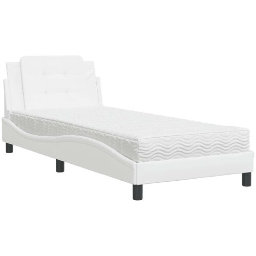  Krevet s madracem bijeli 100 x 200 cm od umjetne kože Slike