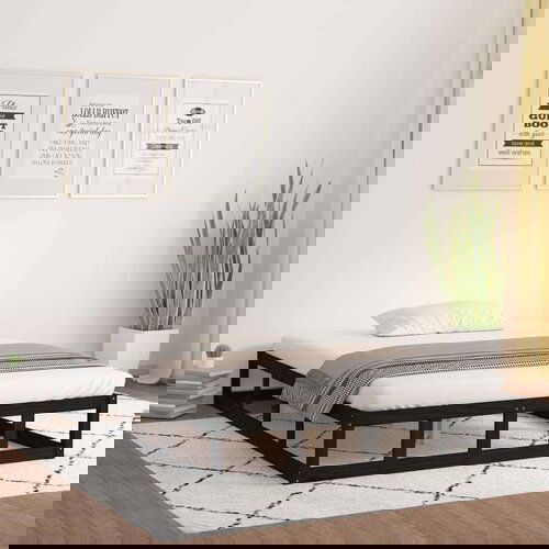 Za krevet crni 160x200 cm od masivne borovine Slike