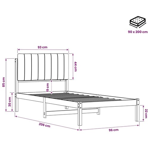  Krevetni okvir s tapiciranim uzglavljem - Bijelo prana i svijetlosiva 90 x 200 cm Slike