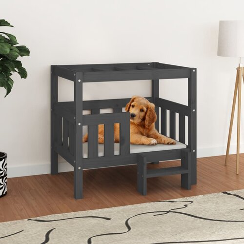vidaXL Krevet za pse sivi 75,5 x 63,5 x 70 cm od masivne borovine Cijene