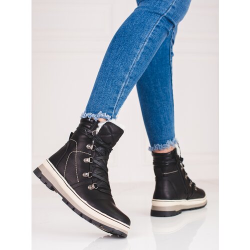 SHELOVET Black women&amp;#039;s trappers with insulation Slike