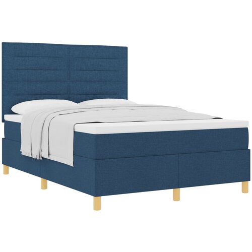 VidaXL Box Spring Postelja z Blazino Modra 160x200 cm Tkanina, (22052948) Slike