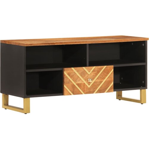 Maison Chic TV omarica - TV stojalo - Televizijska omarica rjava in črna 100x33,5x46 cm trden mangov les, (21698754) Cene