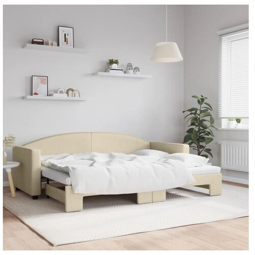 VidaXL Izvlečna dnevna postelja temno krem 80x200 cm blago Slike