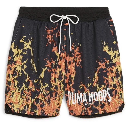 Puma Sportske hlače 'Straight Flames' žuta / narančasta / crna / bijela