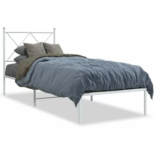 Metalni okvir za krevet s uzglavljem bijeli 80x200 cm