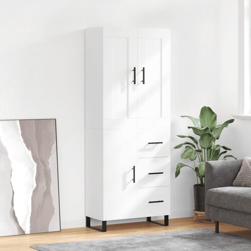 vidaXL Visoka omara bela 69,5x34x180 cm inženirski les Cene