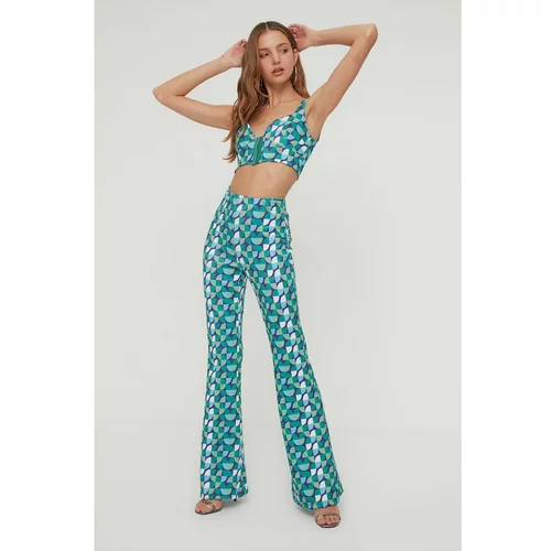 Trendyol Green Geometric Patterned Knitted Trousers