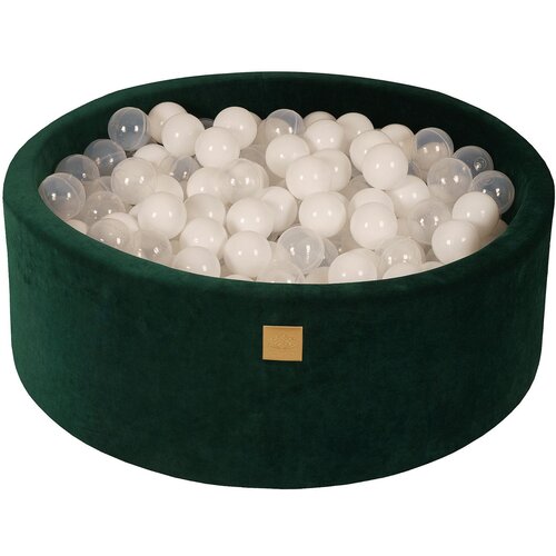 MeowBaby Bazen z žogicami, 90x30 cm z 200 žogicami, žamet, temno zelen: prozorno/bel, (21295107) Cene