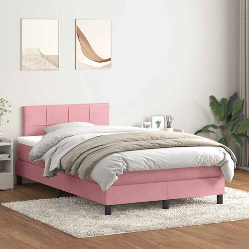 Box Spring krevet s madracem ružičasti 120x220 cm samt Slike