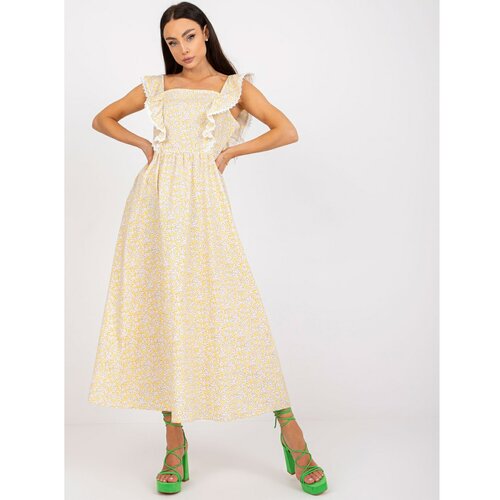 Fashion Hunters Yellow cotton summer dress with prints Slike