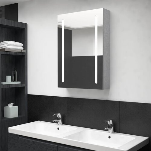 vidaXL LED kupaonski ormarić s ogledalom siva boja betona 50x13x70 cm Cijene