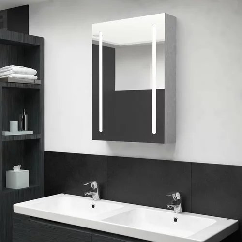 vidaXL LED kupaonski ormarić s ogledalom siva boja betona 50x13x70 cm