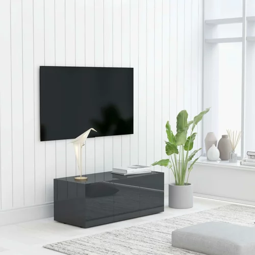 TV ormarić visoki sjaj sivi 80 x 34 x 30 cm od iverice
