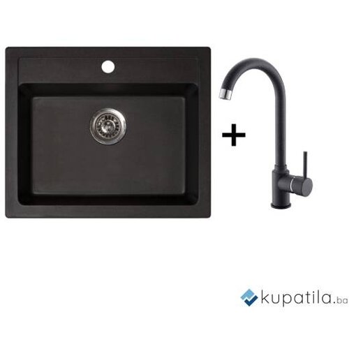  Sudoper crni+baterija Xgranit Quadro 60 Metalac Slike
