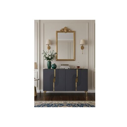 Hanah home konzola meyra 120 anthracite gold Slike